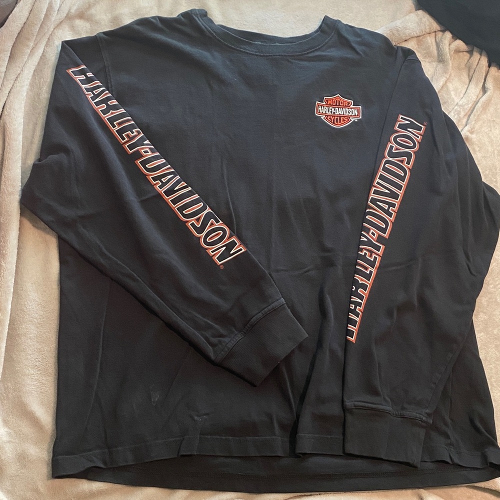 VTG Harley-Davidson embroidered Black and Orange Logo Shirt